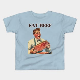 Deliciously Retro Eat Beef | Vintage Foodie Art Kids T-Shirt